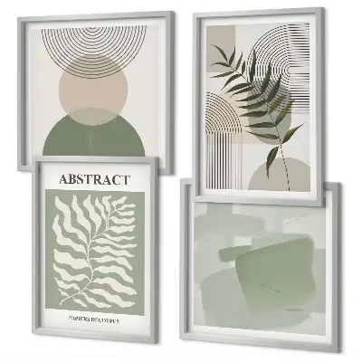 Botanische Boho-Abstraktionen als gerahmtes Polyptychon