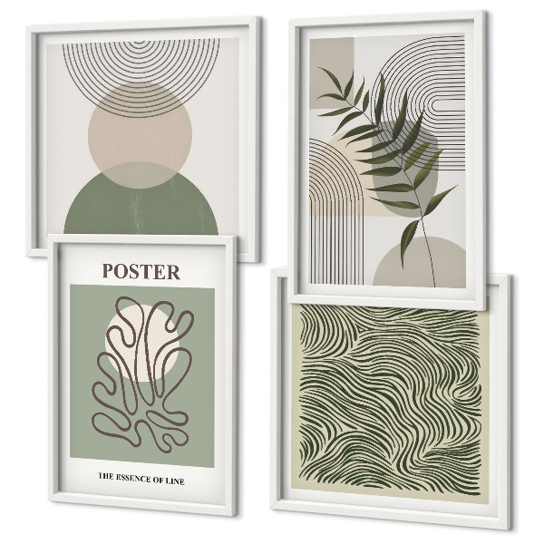 Wanddeko-set Geometrische botanische Muster