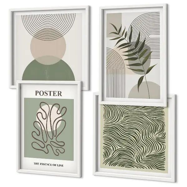 Wanddeko-Set mit geometrischem botanischem Muster