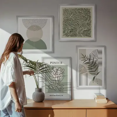 Wanddeko-Set mit geometrischem botanischem Muster