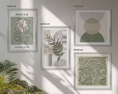 Wanddeko-Set mit geometrischem botanischem Muster