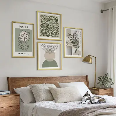 Wanddeko-Set mit geometrischem botanischem Muster