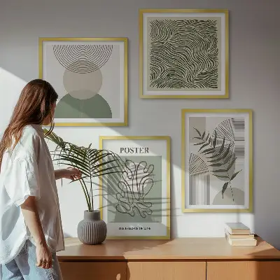 Wanddeko-Set mit geometrischem botanischem Muster
