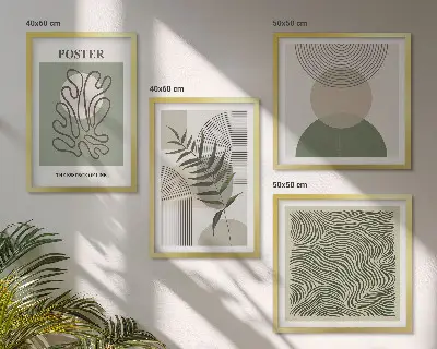 Wanddeko-Set mit geometrischem botanischem Muster