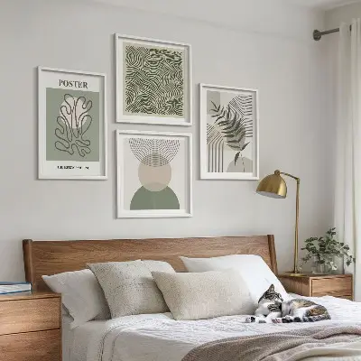 Wanddeko-Set mit geometrischem botanischem Muster