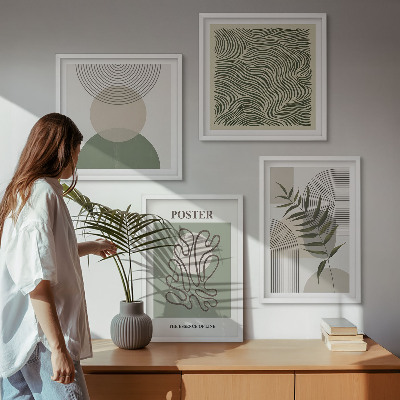 Wanddeko-set Geometrische botanische Muster
