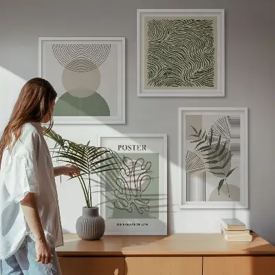 Wanddeko-Set mit geometrischem botanischem Muster