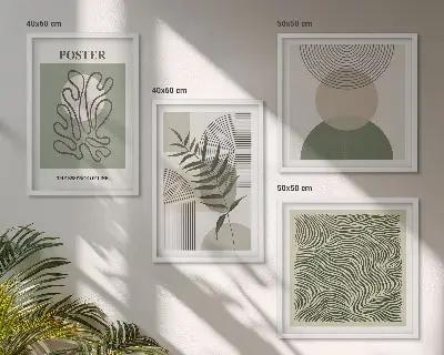 Wanddeko-Set mit geometrischem botanischem Muster