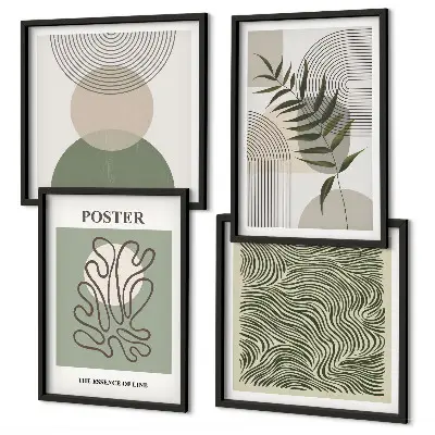 Wanddeko-Set mit geometrischem botanischem Muster