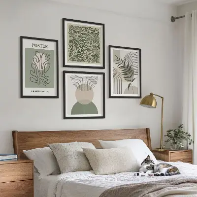 Wanddeko-Set mit geometrischem botanischem Muster