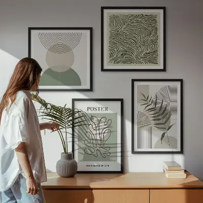 Wanddeko-Set mit geometrischem botanischem Muster