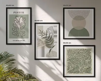 Wanddeko-Set mit geometrischem botanischem Muster