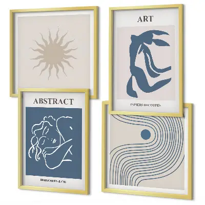 Abstraktes Wandbild im Stil von Matisse als gerahmtes Polyptychon