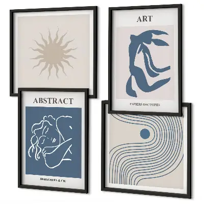 Abstraktes Wandbild im Stil von Matisse als gerahmtes Polyptychon