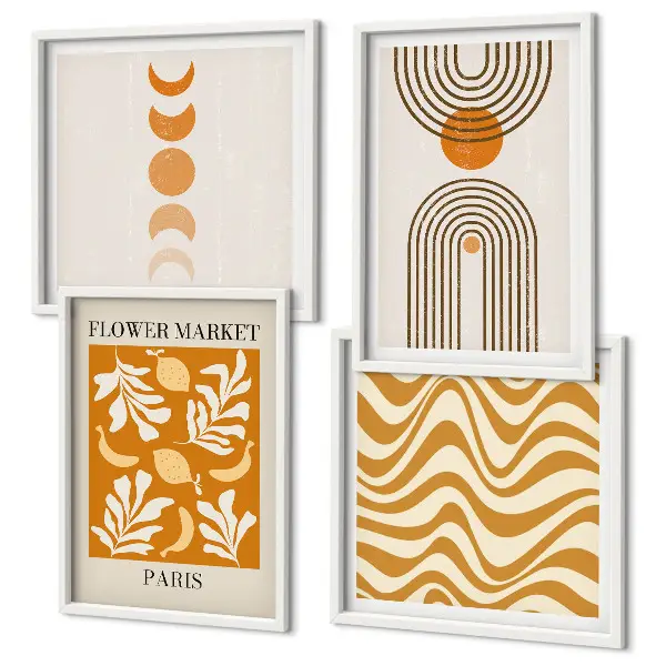 Wanddeko-Set mit geometrischem Pflanzenmuster