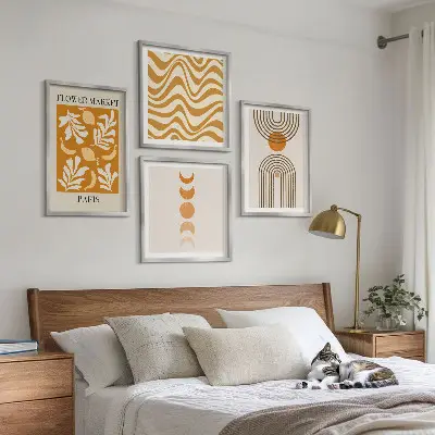 Wanddeko-Set mit geometrischem Pflanzenmuster