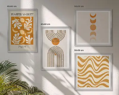 Wanddeko-Set mit geometrischem Pflanzenmuster