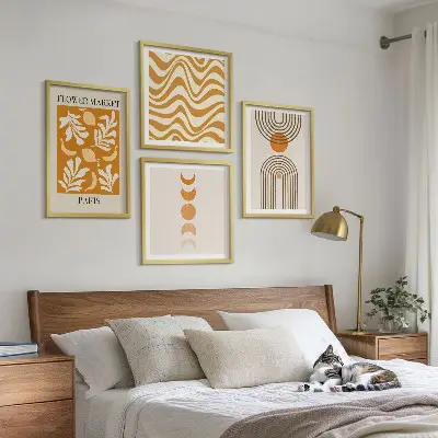 Wanddeko-Set mit geometrischem Pflanzenmuster