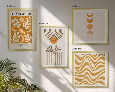 Wanddeko-Set mit geometrischem Pflanzenmuster