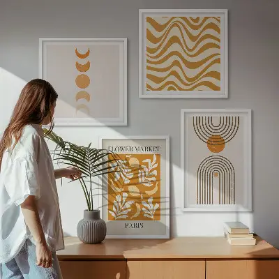 Wanddeko-Set mit geometrischem Pflanzenmuster