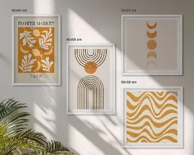 Wanddeko-Set mit geometrischem Pflanzenmuster