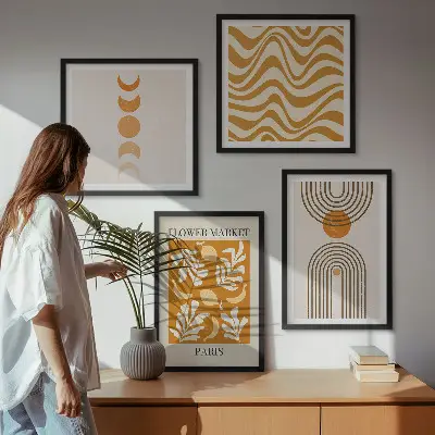Wanddeko-Set mit geometrischem Pflanzenmuster