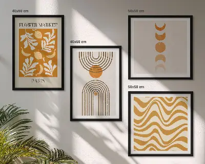 Wanddeko-Set mit geometrischem Pflanzenmuster