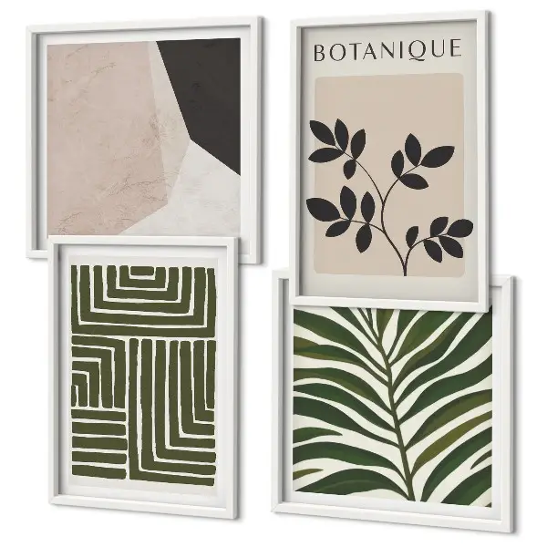 Botanische Boho-Kompositionen als gerahmtes Polyptychon