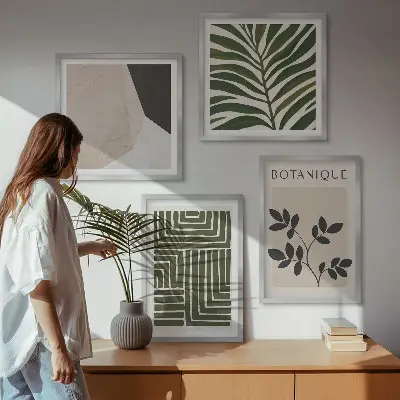 Botanische Boho-Kompositionen als gerahmtes Polyptychon