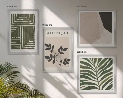 Botanische Boho-Kompositionen als gerahmtes Polyptychon