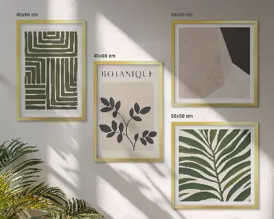 Botanische Boho-Kompositionen als gerahmtes Polyptychon