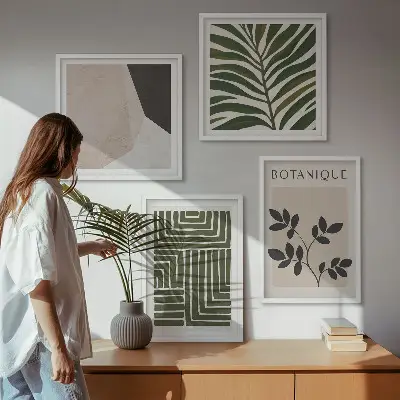 Botanische Boho-Kompositionen als gerahmtes Polyptychon