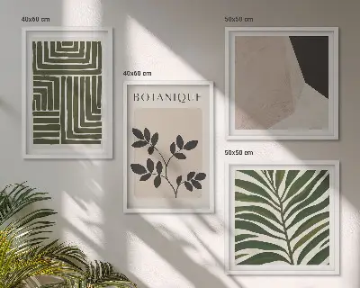 Botanische Boho-Kompositionen als gerahmtes Polyptychon