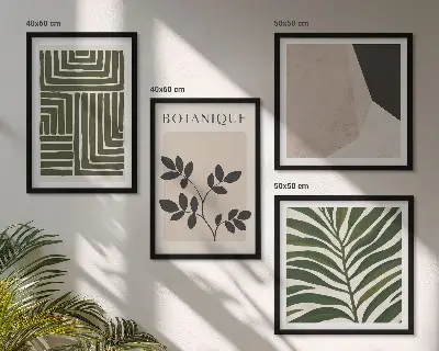 Botanische Boho-Kompositionen als gerahmtes Polyptychon