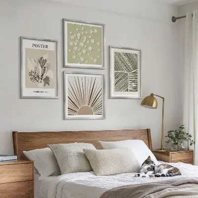 Wanddeko-Set mit Pflanzenmotiven in gedeckten Farben