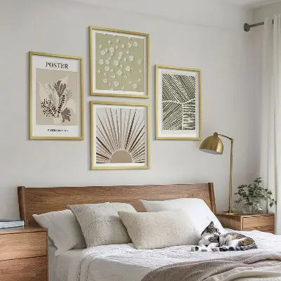 Wanddeko-Set mit Pflanzenmotiven in gedeckten Farben