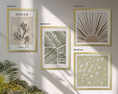 Wanddeko-set Pflanzenmotive in gedeckten Farben