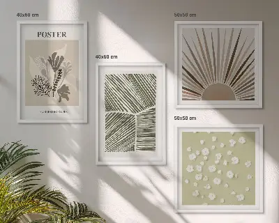 Wanddeko-Set mit Pflanzenmotiven in gedeckten Farben