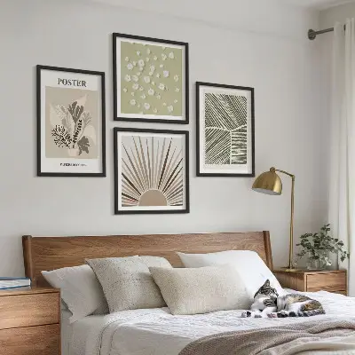 Wanddeko-Set mit Pflanzenmotiven in gedeckten Farben