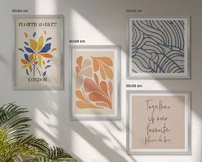 Moderne abstrakte Blumen als gerahmtes Polyptychon