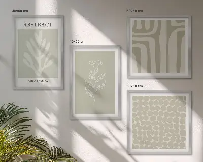 Wanddeko-Set mit abstrakten Pflanzenmustern