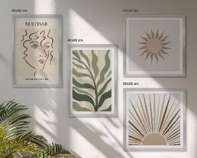 Wanddeko-Set mit abstrakten Pflanzenmustern