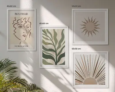 Wanddeko-Set mit abstrakten Pflanzenmustern