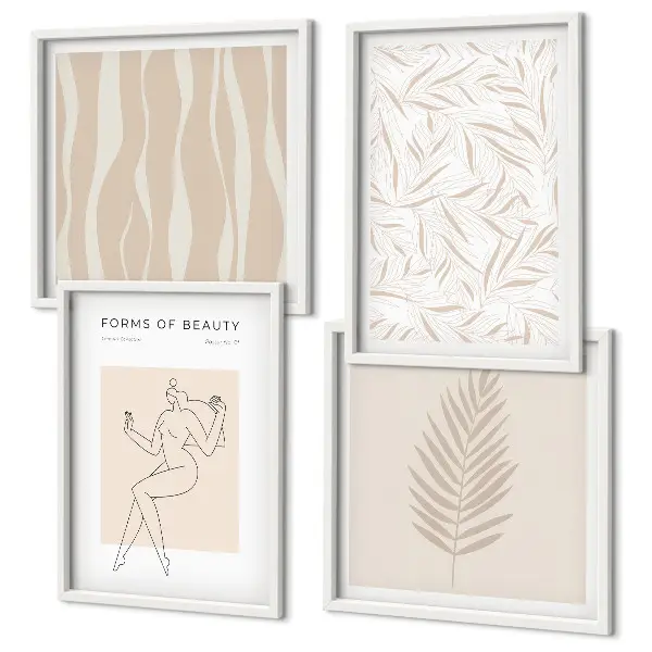 Wanddeko-Set mit minimalistischen Pflanzenmotiven