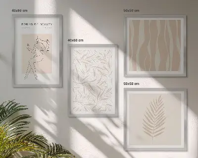 Wanddeko-Set mit minimalistischen Pflanzenmotiven