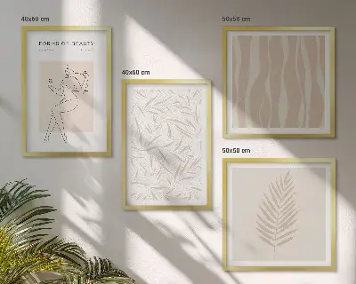 Wanddeko-Set mit minimalistischen Pflanzenmotiven
