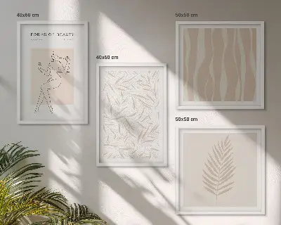 Wanddeko-Set mit minimalistischen Pflanzenmotiven