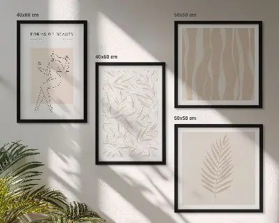 Wanddeko-Set mit minimalistischen Pflanzenmotiven