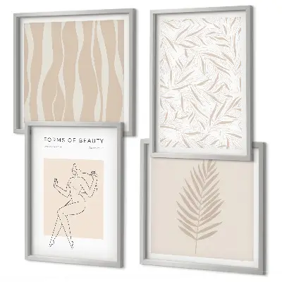 Wanddeko-Set mit minimalistischen Pflanzenmotiven