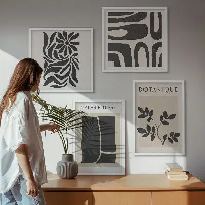 Wanddeko-Set mit abstrakten Pflanzenmustern